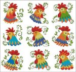 (image for) Jacobean Roosters Colorful